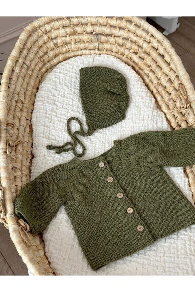 Knitted Lace Baby Cardigan And Hat Set - Hand-Knitted - Modazone