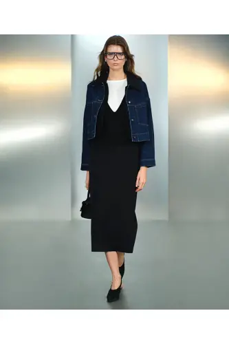 Knitted mix denim jacket - 1
