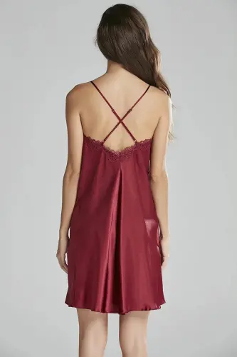 Knitted Nightgown Robe Pajama Set Shorts Set 6-Piece Dowry Set -5965-Burgundy - 7