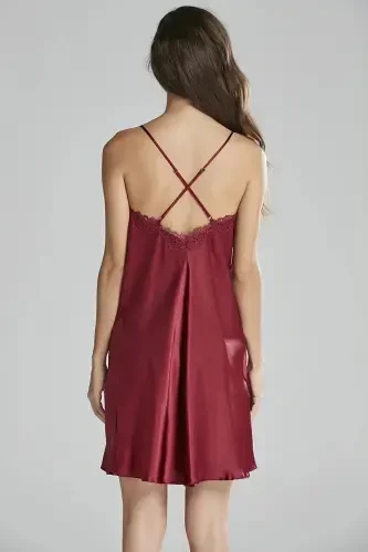 Knitted Nightgown Robe Pajama Set Shorts Set 6-Piece Dowry Set -5965-Burgundy - 7