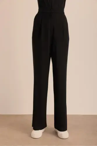 Knitted Palazzo Pants-Black - 3
