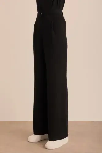 Knitted Palazzo Pants-Black - 4