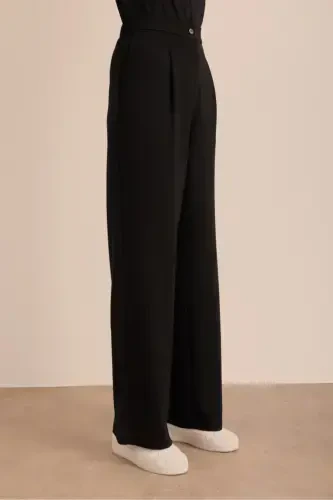 Knitted Palazzo Pants-Black - 5