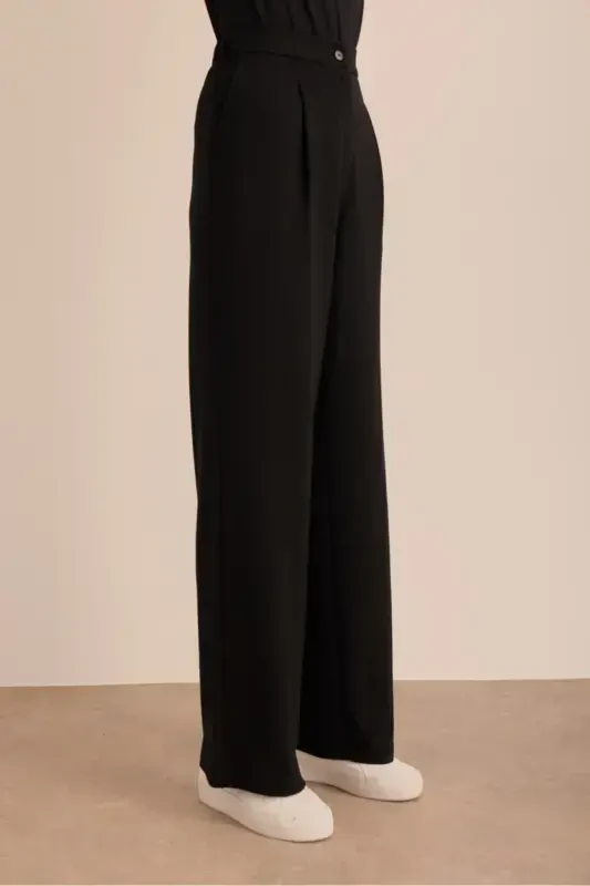 Knitted Palazzo Pants-Black - 5