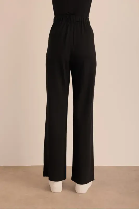 Knitted Palazzo Pants-Black - 6