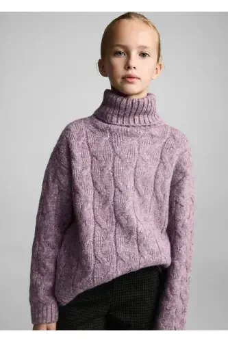 Knitted Pattern Sweater-Lilac - 1