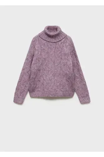 Knitted Pattern Sweater-Lilac - 3