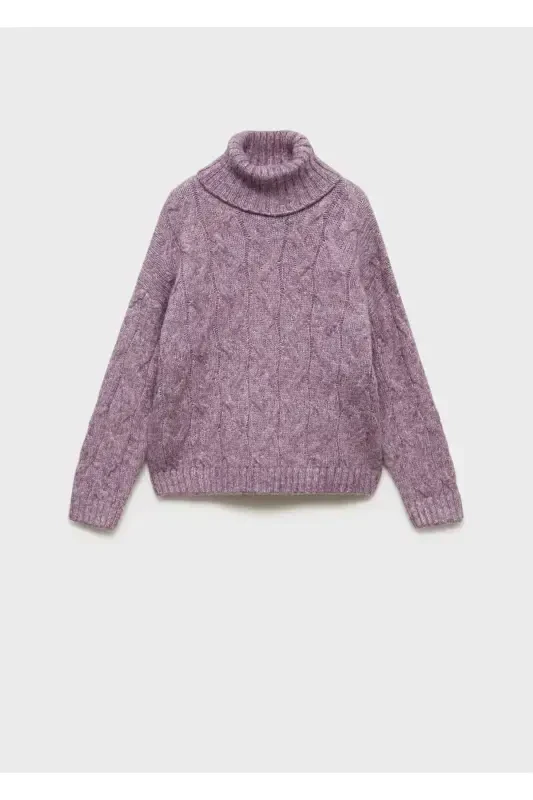 Knitted Pattern Sweater-Lilac - 3