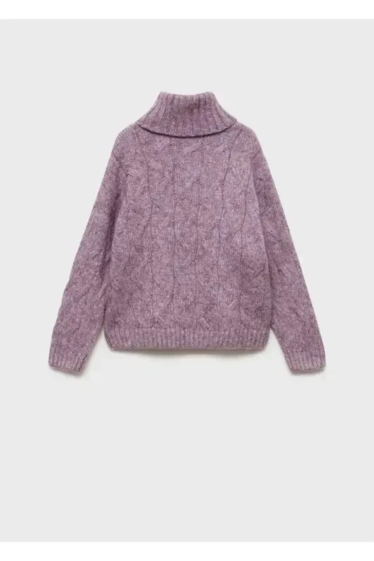 Knitted Pattern Sweater-Lilac - 4