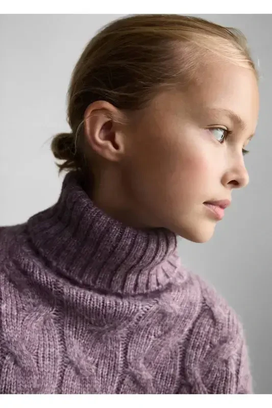 Knitted Pattern Sweater-Lilac - 5