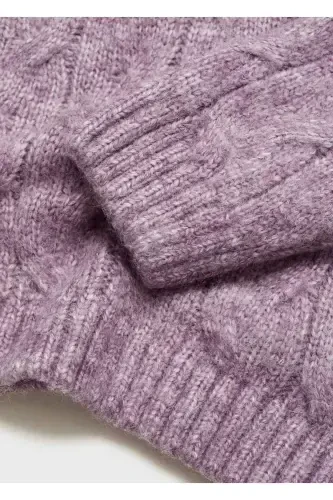 Knitted Pattern Sweater-Lilac - 6