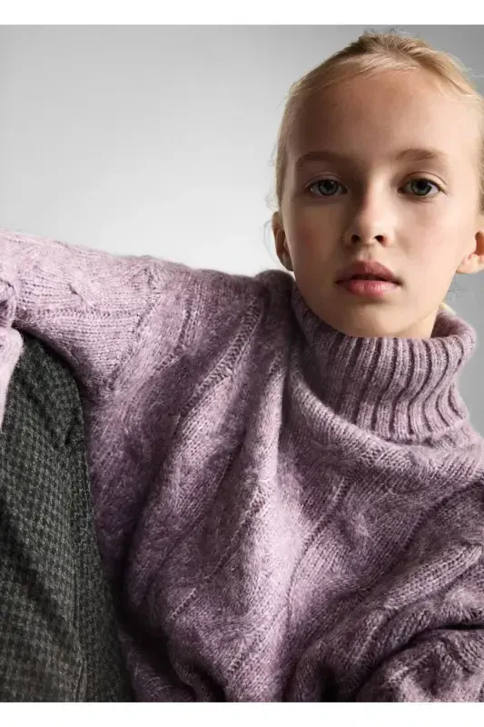 Knitted Pattern Sweater-Lilac - 7