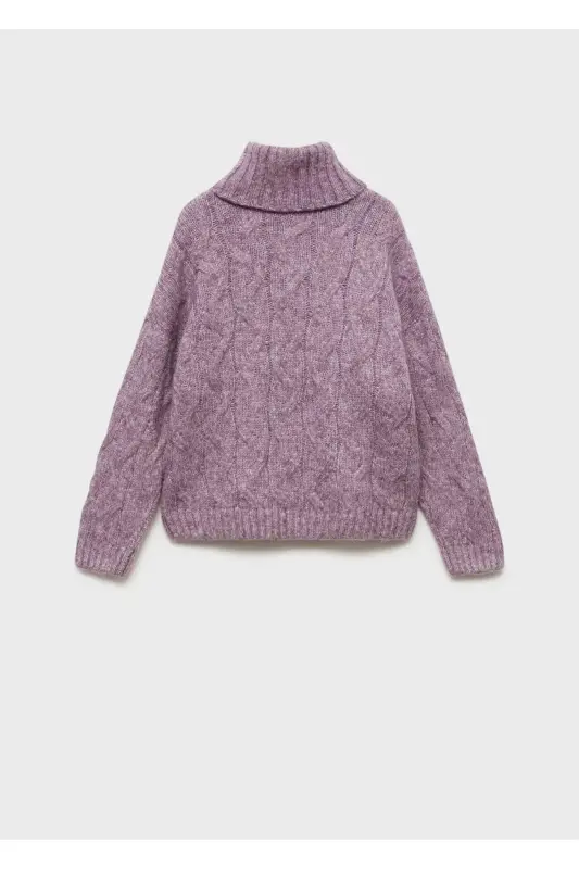 Knitted Pattern Sweater-Lilac - 4