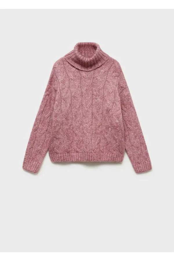 Knitted Pattern Sweater-Pink - 3