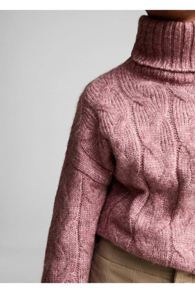 Knitted Pattern Sweater-Pink - 5