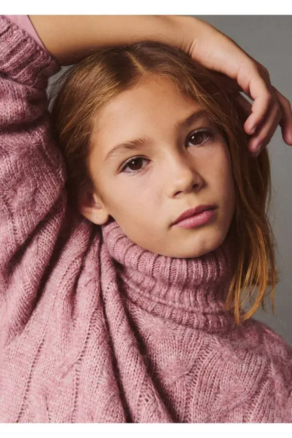 Knitted Pattern Sweater-Pink - 8