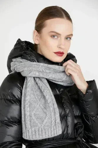 Knitted Scarf - Light Gray-Light Gray - 1