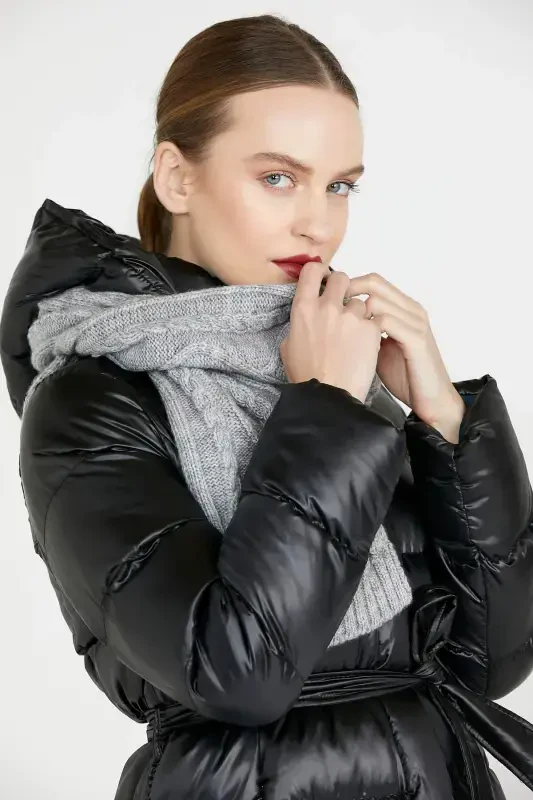 Knitted Scarf - Light Gray-Light Gray - 2