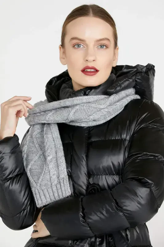 Knitted Scarf - Light Gray-Light Gray - 3