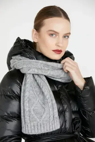 Knitted Scarf - Light Gray-Light Gray - 5