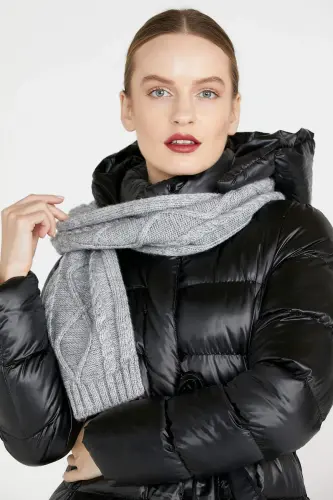 Knitted Scarf - Light Gray-Light Gray - 4