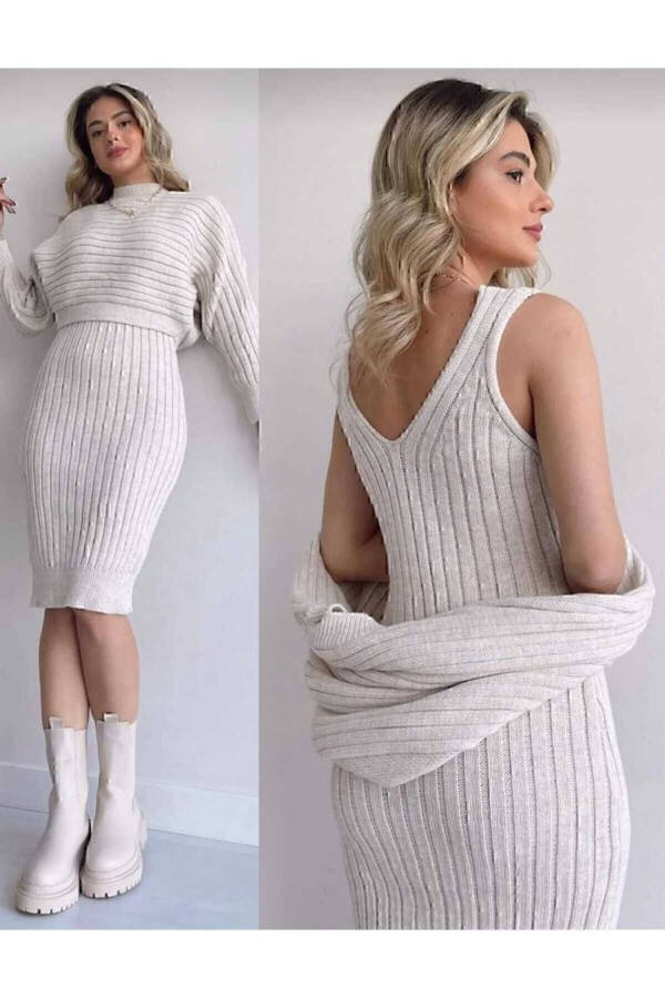 Knitted Sweater Dress 2 Piece Set - 1