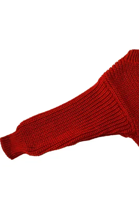 Knitted Sweater Flexible Unisex Baby Children's Thessaloniki Crew Neck 1-5 Years-Brick Red - 4