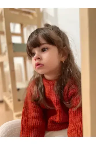 Knitted Sweater Flexible Unisex Baby Children's Thessaloniki Crew Neck 1-5 Years-Brick Red - 7