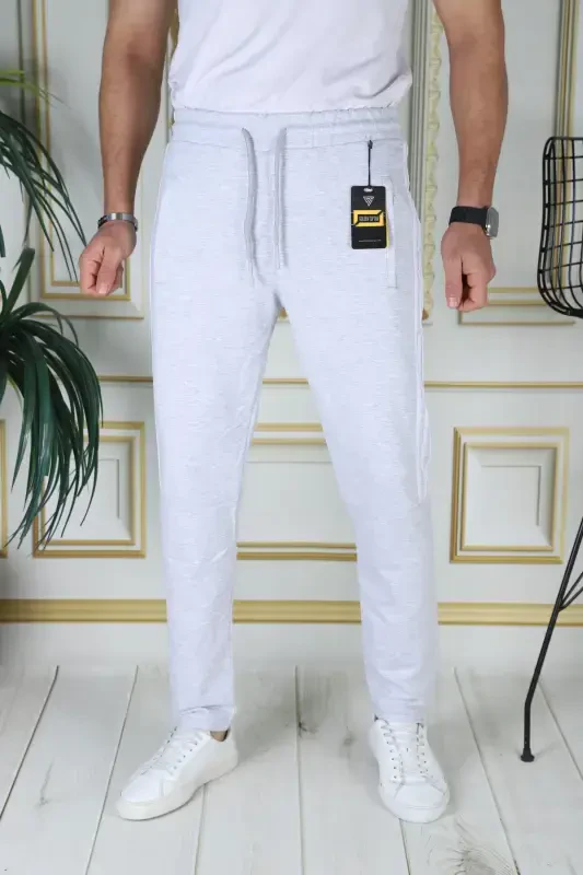 Knitted sweatpants-grayhalfstripe - GOLDEN TOPTAN