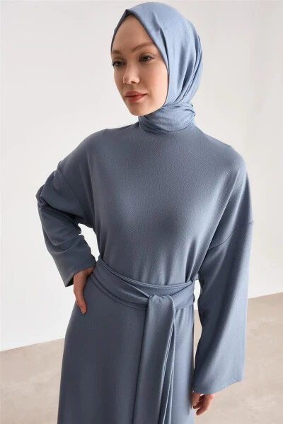 Knitted Waist Double Breasted Dress Ort9727 Indigo-Ind - ARMINE (1)