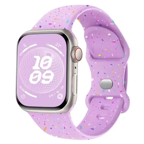 Knossen Sport Band Compatible with Apple Watch Band 38mm 40mm 41mm 42mm 44mm 45mm 46mm 49mm for Women Men, Recycled Plastic Soft Silicone Strap for iWatch Series 11 10 9 8 7 6 5 4 3 2 1 Ultra SE - 1