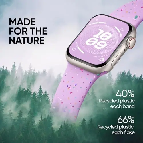 Knossen Sport Band Compatible with Apple Watch Band 38mm 40mm 41mm 42mm 44mm 45mm 46mm 49mm for Women Men, Recycled Plastic Soft Silicone Strap for iWatch Series 11 10 9 8 7 6 5 4 3 2 1 Ultra SE - 2