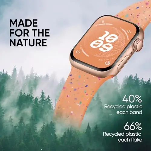 Knossen Sport Band Compatible with Apple Watch Band 38mm 40mm 41mm 42mm 44mm 45mm 46mm 49mm for Women Men, Recycled Plastic Soft Silicone Strap for iWatch Series 11 10 9 8 7 6 5 4 3 2 1 Ultra SE - 2