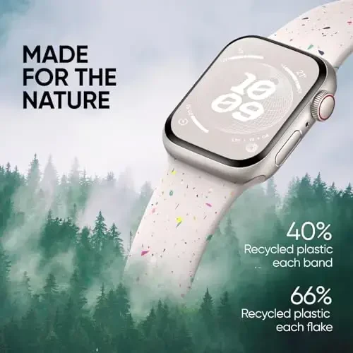 Knossen Sport Band Compatible with Apple Watch Band 38mm 40mm 41mm 42mm 44mm 45mm 46mm 49mm for Women Men, Recycled Plastic Soft Silicone Strap for iWatch Series 11 10 9 8 7 6 5 4 3 2 1 Ultra SE - KNOSSEN (1)