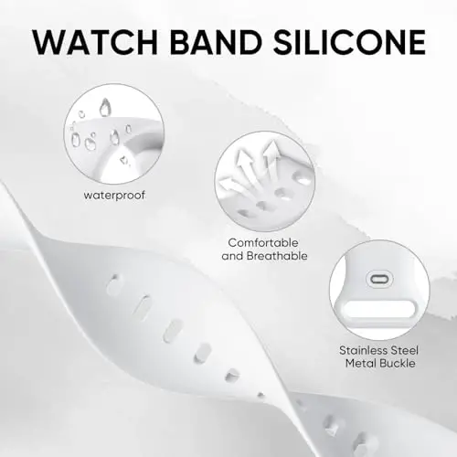 Knossen Sport Band Compatible with Apple Watch Band 38mm 40mm 41mm 42mm 44mm 45mm 46mm 49mm for Women Men, Recycled Plastic Soft Silicone Strap for iWatch Series 11 10 9 8 7 6 5 4 3 2 1 Ultra SE - 2