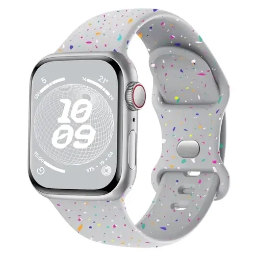 Knossen Sport Band Compatible with Apple Watch Band 38mm 40mm 41mm 42mm 44mm 45mm 46mm 49mm for Women Men, Recycled Plastic Soft Silicone Strap for iWatch Series 11 10 9 8 7 6 5 4 3 2 1 Ultra SE - 1