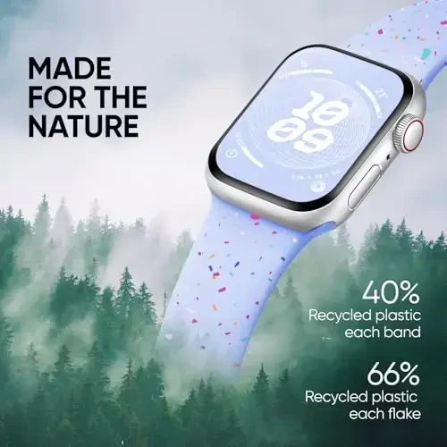 Knossen Sport Band Compatible with Apple Watch Band 38mm 40mm 41mm 42mm 44mm 45mm 46mm 49mm for Women Men, Recycled Plastic Soft Silicone Strap for iWatch Series 11 10 9 8 7 6 5 4 3 2 1 Ultra SE - KNOSSEN (1)