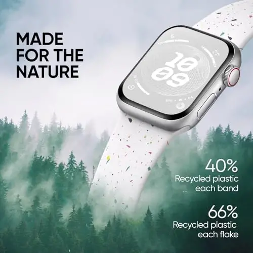 Knossen Sport Band Compatible with Apple Watch Band 38mm 40mm 41mm 42mm 44mm 45mm 46mm 49mm for Women Men, Recycled Plastic Soft Silicone Strap for iWatch Series 11 10 9 8 7 6 5 4 3 2 1 Ultra SE - 2