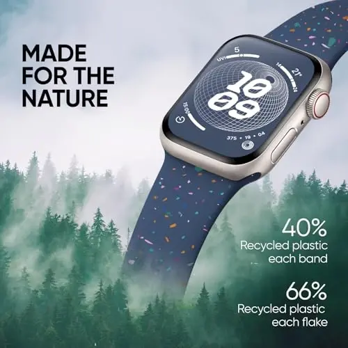 Knossen Sport Band Compatible with Apple Watch Band 38mm 40mm 41mm 42mm 44mm 45mm 46mm 49mm for Women Men, Recycled Plastic Soft Silicone Strap for iWatch Series 11 10 9 8 7 6 5 4 3 2 1 Ultra SE - 2