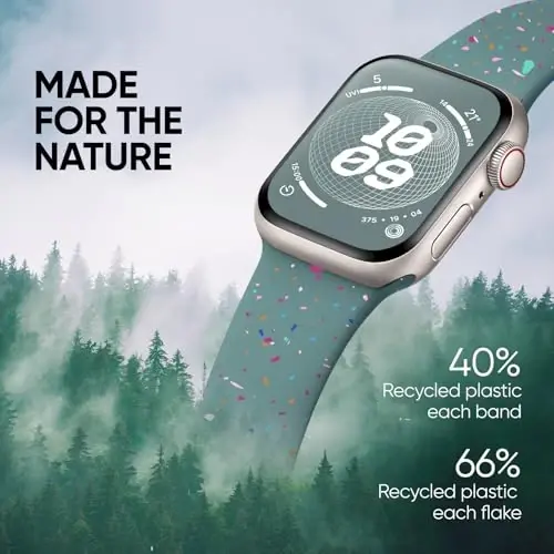 Knossen Sport Band Compatible with Apple Watch Band 38mm 40mm 41mm 42mm 44mm 45mm 46mm 49mm for Women Men, Recycled Plastic Soft Silicone Strap for iWatch Series 11 10 9 8 7 6 5 4 3 2 1 Ultra SE - 2