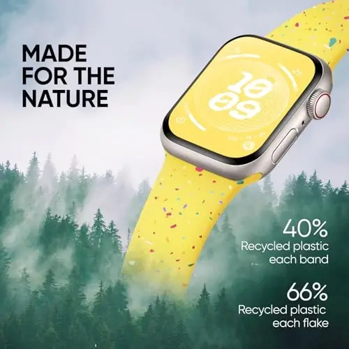 Knossen Sport Band Compatible with Apple Watch Band 38mm 40mm 41mm 42mm 44mm 45mm 46mm 49mm for Women Men, Recycled Plastic Soft Silicone Strap for iWatch Series 11 10 9 8 7 6 5 4 3 2 1 Ultra SE - 2