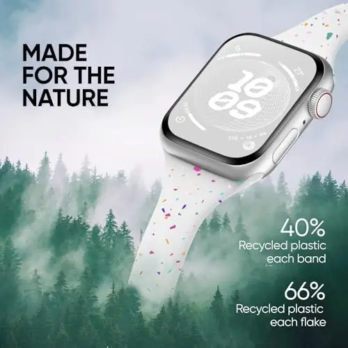 Knossen Sport Band Compatible with Apple Watch Band 38mm 40mm 41mm 42mm 44mm 45mm 46mm 49mm for Women Men, Recycled Plastic Soft Silicone Strap for iWatch Series 11 10 9 8 7 6 5 4 3 2 1 Ultra SE - 2