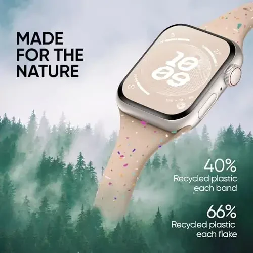 Knossen Sport Band Compatible with Apple Watch Band 38mm 40mm 41mm 42mm 44mm 45mm 46mm 49mm for Women Men, Recycled Plastic Soft Silicone Strap for iWatch Series 11 10 9 8 7 6 5 4 3 2 1 Ultra SE - 2