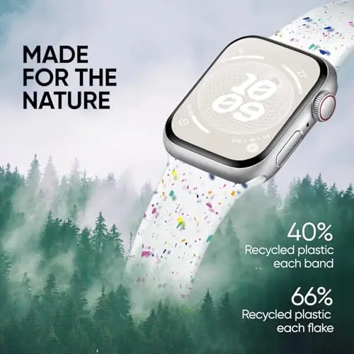 Knossen Sport Band Compatible with Apple Watch Band 38mm 40mm 41mm 42mm 44mm 45mm 46mm 49mm for Women Men, Recycled Plastic Soft Silicone Strap for iWatch Series 11 10 9 8 7 6 5 4 3 2 1 Ultra SE - 2