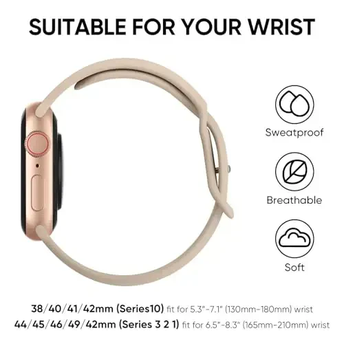 Knossen Sport Band Compatible with Apple Watch Band 38mm 40mm 41mm 42mm 44mm 45mm 46mm 49mm for Women Men, Recycled Plastic Soft Silicone Strap for iWatch Series 11 10 9 8 7 6 5 4 3 2 1 Ultra SE - 4