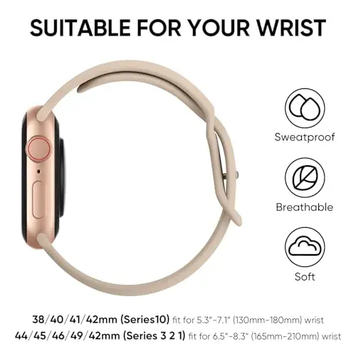 Knossen Sport Band Compatible with Apple Watch Band 38mm 40mm 41mm 42mm 44mm 45mm 46mm 49mm for Women Men, Recycled Plastic Soft Silicone Strap for iWatch Series 11 10 9 8 7 6 5 4 3 2 1 Ultra SE - 4
