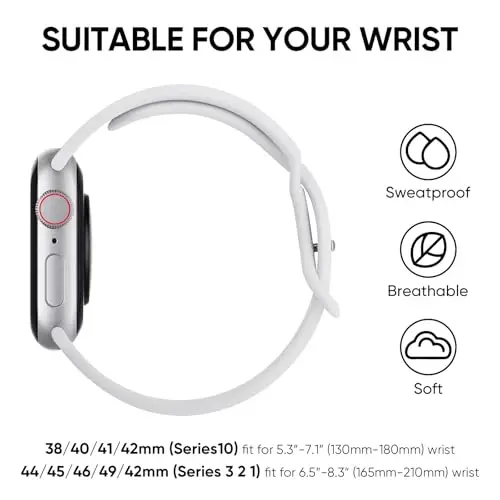 Knossen Sport Band Apple Watch Band 38mm 40mm 41mm 42mm 44mm 45mm 46mm 49mm ayollar va erkaklar uchun mos, iWatch Series 11 10 9 8 7 6 5 4 3 2 1 Ultra SE uchun qayta ishlangan plastik yumshoq silikon tasma - 4