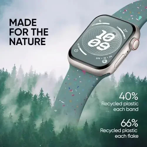 Knossen Sport Band Apple Watch Band 38mm 40mm 41mm 42mm 44mm 45mm 46mm 49mm ayollar va erkaklar uchun mos, iWatch Series 11 10 9 8 7 6 5 4 3 2 1 Ultra SE uchun qayta ishlangan plastik yumshoq silikon tasma - 2