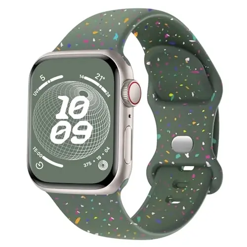Knossen Sport Band Apple Watch Band 38mm 40mm 41mm 42mm 44mm 45mm 46mm 49mm ayollar va erkaklar uchun mos, iWatch Series 11 10 9 8 7 6 5 4 3 2 1 Ultra SE uchun qayta ishlangan plastik yumshoq silikon tasma 