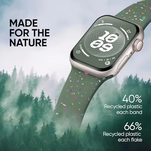 Knossen Sport Band Apple Watch Band 38mm 40mm 41mm 42mm 44mm 45mm 46mm 49mm ayollar va erkaklar uchun mos, iWatch Series 11 10 9 8 7 6 5 4 3 2 1 Ultra SE uchun qayta ishlangan plastik yumshoq silikon tasma - 2
